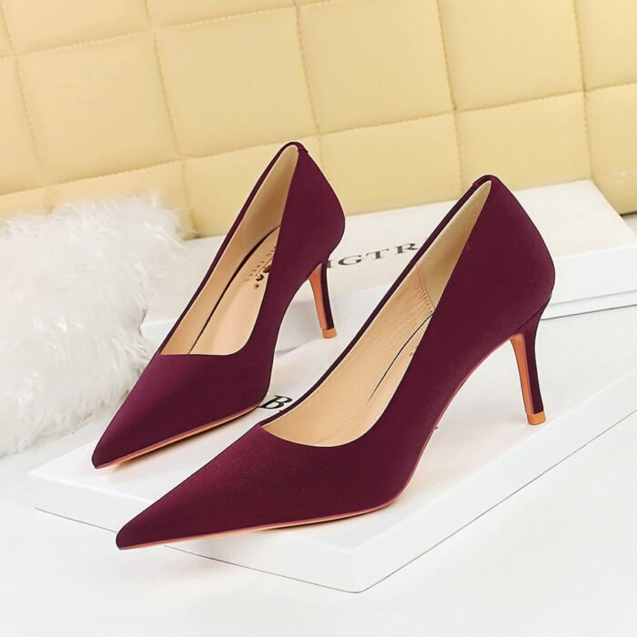 BIGTREE SHOES 3391-A10 European and American Style Fashion Simple Women's Shoes High Heels Stiletto Heel Shallow Mouth Pointed Toe New Spring and Autumn Shoes - Image 1