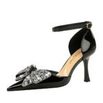 BIGTREE SHOES 8323-h21 Korean Style Fashion Banquet Hollow High Heel Shoes Low-Cut Pointed Toe Rhinestone Bow Strap Women's Sandals - Image 5