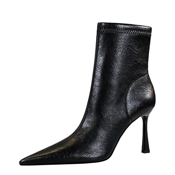 Bigtree Shoes 7922-2 Retro European and American Style Banquet Short Boots Ultra High Heel Stiletto Pointed Winter Side Zipper Short Boots Women's Boots - Image 5