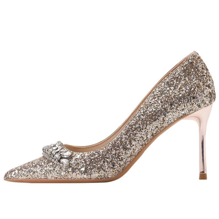 829-90 Wedding Bridal Shoes Pointed High Heels Women's Stiletto Heel Wedding Banquet Shoes - Image 5