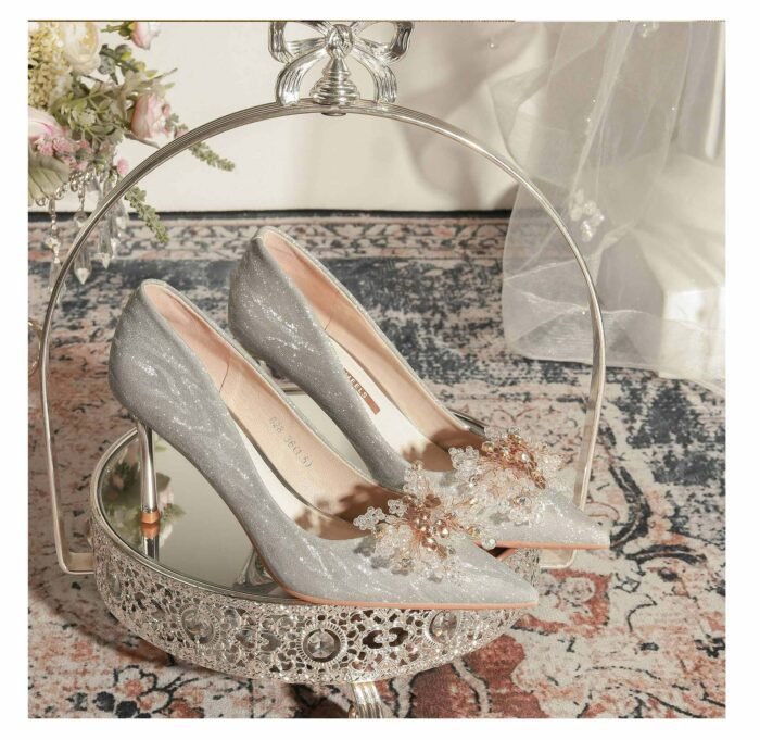828-10 Pointed High Heel Shoes for Women Stiletto Wedding Shoes Bridal Shoes Crystal Shoes 31-Size 43 - Image 8