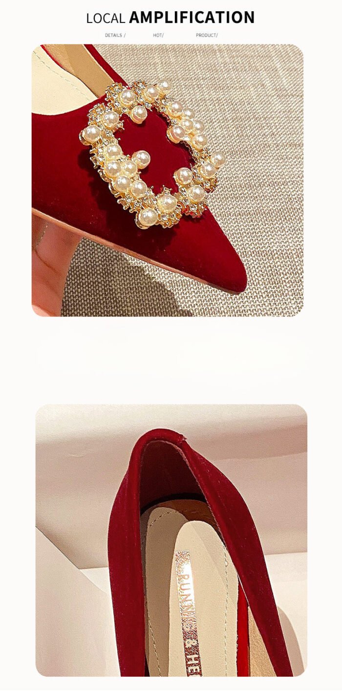 Runnig heels Runnig heels 878-89 Wedding Shoes Wedding Dress Two-Way Red High Heels Women's Shoes Large and Small Size - Image 7