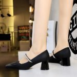 BIGTREE SHOES 5288-17 Retro Korean Type Women's Chunky Heel Mid Heel Shoes Low-Cut Square Toe Pearl Rhinestone Strap Mary Jane Shoes - Image 4