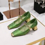 BIGTREE SHOES 5288-6 National Style Women's Shoes Banquet Chunky Heel Mid Heel Satin Embroidered Color Matching Square Toe Low-Cut Pearl Ankle-Strap Shoes - Image 4