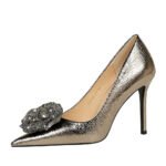 BIGTREE SHOES 3391-h52 European and American Style Banquet High Heels Women's Shoes Stiletto Heel Shallow Mouth Pointed Toe Rhinestone Flower Shoes Women - Image 4