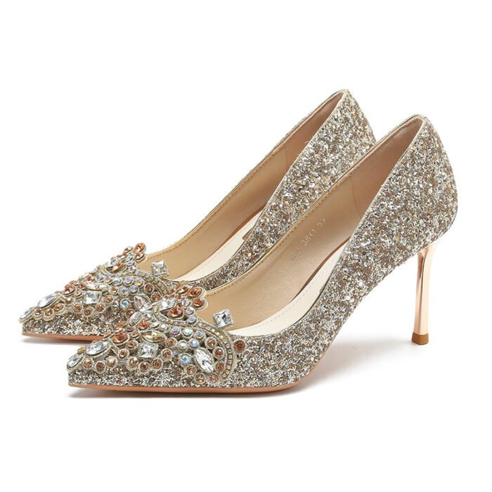 RHunnig eels -829-66 Pointed High Heels Women's Stiletto Heel 2022 Autumn French Wedding Shoes High-Grade Xiuhe Wedding Dress Annual Meeting List - Image 6