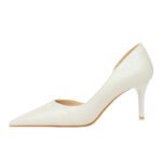 2928-2 retro European and American slim pedicure side hollow thin heel high heel shallow pointed stone pattern women's shoes - Image 23