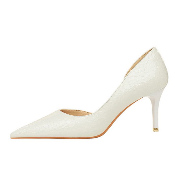 2928-2 retro European and American sexy slim pedicure side hollow thin heel high heel shallow pointed stone pattern women's shoes - Image 23