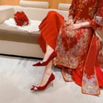 Runnig heels C888-17 Red Wedding Shoes Pointed Toe Bridal Shoes Versatile Wedding Dress Women's Butterfly High Heels - Image 3