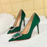 BIGTREE SHOES 3265-k10 Korean Style Fashion Banquet High Heels Stiletto Heel Shallow Mouth Pointed Toe Rhinestone Buckle Thinner-Looked High Heel Pumps Women's Shoes - Image 2