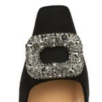 Bigtree Shoes 6186-k83 European and American Banquet Women's Shoes All-Match High Heel Chunky Heel Suede Square Toe Metal Rhinestone Buckle Single-Layer Shoes - Image 4