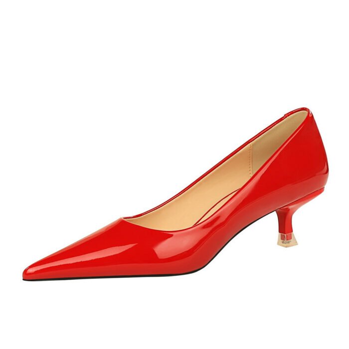Bigtree Shoes 237 European and American Style Fashionable Simple All-Match Women's Shoes Stiletto Mid Heel Shallow Mouth Pointed Glossy Patent Leather Spring Single-Layer Shoes for Women - Image 5