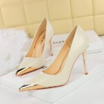 BIGTREE SHOES 3739-25 Retro European American Style Banquet High Heels Women's Shoes Stiletto Heel Shallow Mouth Metal Pointed Toe Pumps Women - Image 5