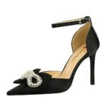 BIGTREE SHOES 9863-H28 Hollow Shoes Women's Shoes Low-Cut Pointed Hollow Satin Pearl Bow Strap Sandals - Image 5