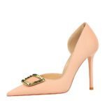 Bigtree Shoes 626-K9 European and American Style High Heels Women's Shoes Stiletto Low-Cut Pointed Side Hollow-out Metal Rivet Buckle Single-Layer Shoes Women - Image 5