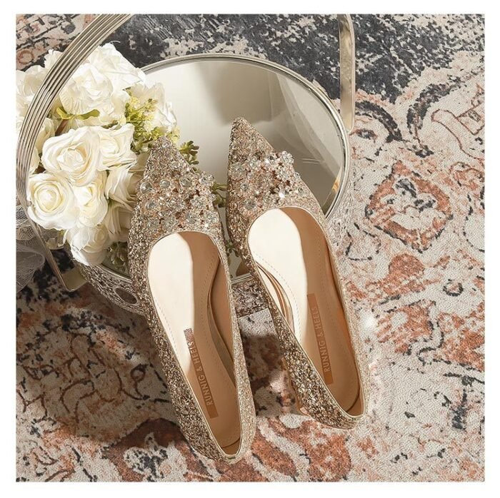 3119-5 French Wedding Shoes Bridal Women's Shoes Xiuhe Main Wedding Dress Bridesmaid Shoes High-Grade Crystal High Heels Annual Meeting - Image 10