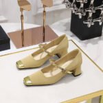 BIGTREE SHOES 5288-7 Temperament Mary Jane Shoes Chunky Very Mid-Very Low-Cut Color Matching Stitching Square Toe Metal Chain Ankle-Strap Shoes - Image 3