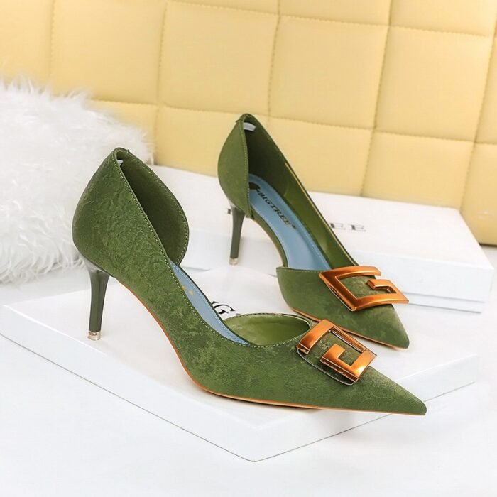 6168-A2 Square buckle high heels sexy party shoes-Bigtree shoes - Image 3