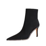 1838-5Women's boots, pointed square high heels, anti-slip fashion socks and boots-Bigtree shoes - Image 4
