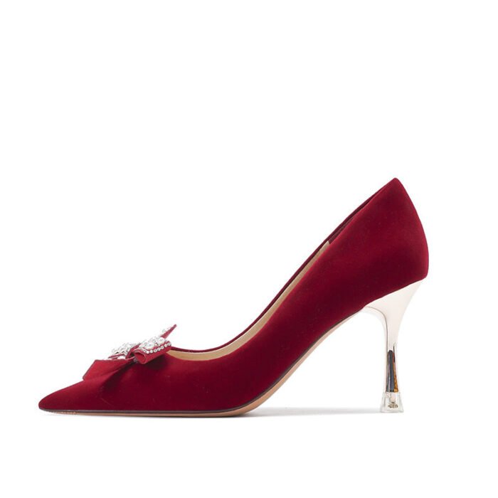 Runnig heels C888-35 Red Wedding Shoes Bridal Shoes Xiuhe Main Wedding Dress Low-Cut Stiletto Heel High Heels - Image 6