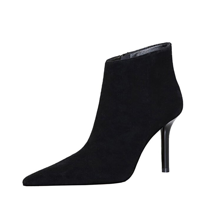 Bigtree Shoes 1619-5 European and American Simple Sexy Nightclubs Thinner Stiletto Heel Suede Pointed-Toe Side Zip Women's Boots Ankle Boots - Image 5