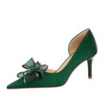 BIGTREE SHOES 3226-Ah38 Korean Style Fashion Banquet Women's Shoes Stiletto Low-Cut Pointed Toe Rhinestone Lace Bow High Heel Pumps - Image 5