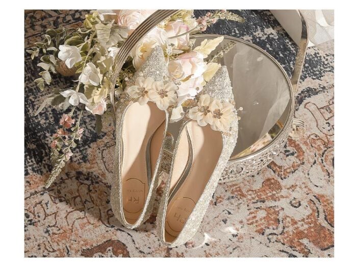 3119-105 French Wedding Shoes Bridal Women's Shoes Xiuhe Main Wedding Dress Bridesmaid Shoes High-Grade Crystal High Heels Annual Meeting - Image 9