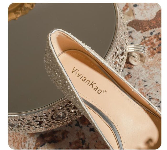 A29-12 Square Toe Low-Cut Pearl Flat Chunky Heel Everyday Joker Low Heel High Grade Bridesmaid Shoes Women - Image 9