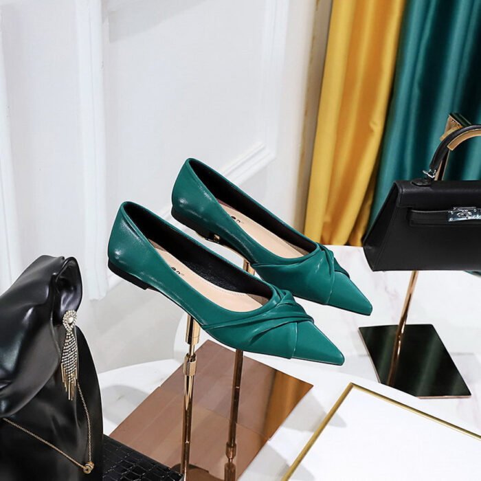 1233-1 Korean Style Spring and Autumn Fashion Elegant All-Matching Comfortable Flat Heel Women's Shoes Shallow Mouth Pointed-Toe Bowknot Pumps Women's Shoes - Image 1