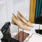 1235-2 Korean Fashion Simple Thick Heel All-Match Kitten Heels Shallow Mouth Pointed Business Ol Office Worker Women's Thin Shoes - Image 2