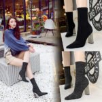 BIG TREE SHOES 3128-2 European and American Style Women's Short Boots Metal Heel Chunky Heel High Heel Thinner Pointed Wool Ankle Boots - Image 4