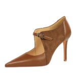 BIGTREE SHOES 9783-1 Retro European American Style High Heels Stiletto Suede Pointed Stitching Hollow High-Cut Shoes Pumps High Heel Women's Shoes - Image 5