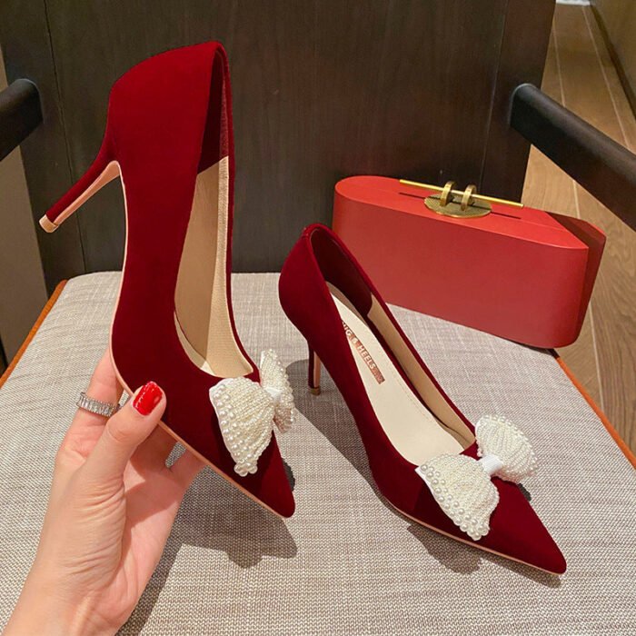 Runnig heels Runnig heels 878-43 Wedding Shoes Bridal Shoes Wedding Dress Red High Heels Women's Shoes Large and Small Size - Image 14