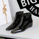 Bigtree Shoes 6632-9 Retro European American Style Wedge Hidden Heel Fashion All-Match Pedicure Slimming Autumn and Winter Female Boots Ankle Boots
