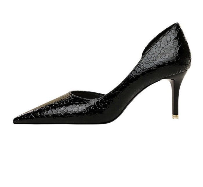 2928-2 retro European and American sexy slim pedicure side hollow thin heel high heel shallow pointed stone pattern women's shoes - Image 25