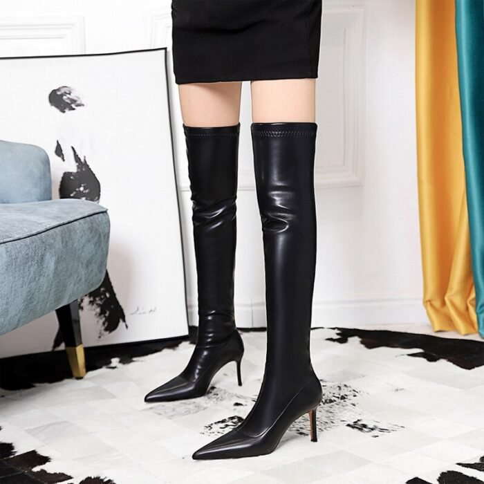 315-A16High-quality leather boots, plush warm winter boots, high-heeled boots-Bigtree shoes - Image 4