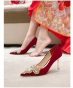C888-12 Red Wedding Shoes Bridal Shoes Women's 2022 Spring New High Heels Xiuhe Main Wedding Dress Not Tired Feet Single - Image 10