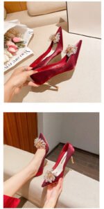 Runnig heels Runnig heels 818-10 Pointed High Heels Women's Stiletto Heel Red Wedding Shoes Bridal Shoes 32-Size 43 - Image 9