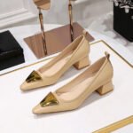 BIGTREE SHOES 1235-K55 Retro Style Fashionable Chunky Heel Mid-Heel Low-Cut Pointed-Toe Metal Decoration Pumps Business Ol Commuter Women's Shoes - Image 3