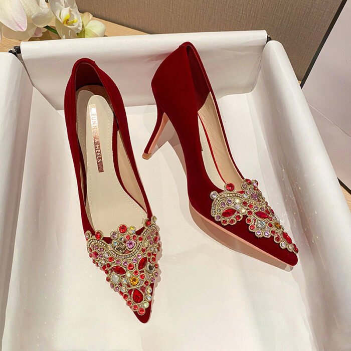 Runnig heels Runnig heels 878-66 Wedding Shoes Bridal Shoes Red High Heels for Women - Image 5