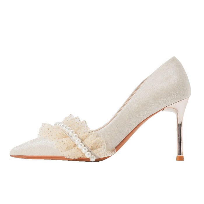 828-81 Pointed High Heels Women's Stiletto Heel New Wedding Shoes High-Grade Sense Xiuhe Wedding Dress Annual Meeting Pumps - Image 5