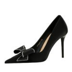 BIGTREE SHOES 3265-H37 Banquet Fashion Korean High Heel Shoes Stiletto Women's Shoes Shallow Mouth Pointed Toe Rhinestone Bow Pumps High Heel - Image 5