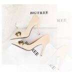 7239-1 European And American Fashion Slim Thin-heeled Super High-heeled Women's Shoes Shallow Pointed Big Metal Buckle Shoes - Image 18