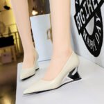 BIGTREE SHOES 2905-2 Women's Shoes Wedge Shoes High Heels Shallow Pointed Toe Metal Wedge Single Shoes High Heels - Image 4
