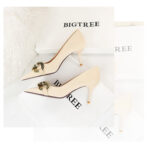 7239-A1 European and American fashion banquet women's shoes fine heel high heel shallow pointed metal buckle single shoes high heels - Image 22