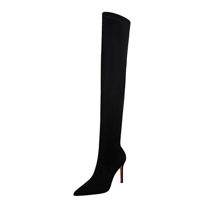 BIG TREE SHOES 315-9 European and American Style Fashion High Heel Elastic Lycra Stiletto Heel Pointed Toe Sexy Nightclubs Thinner Pedicure over-the-Knee Boots - Image 5