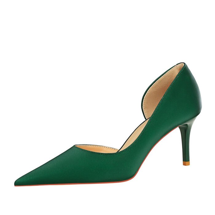 BIG TREE Shoes 3226-A2 Korean Style Simple High Heel Stiletto Low-Cut Pointed Side Hollow-out Business OL All-Matching High Heels Women's Shoes - Image 5