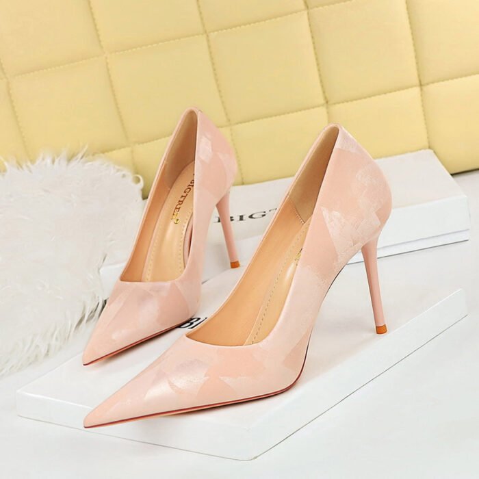 BIGTREE 3265-2 Korean Style Sweet High Heels Stiletto Heel Shallow Mouth Pointed Toe Pedicure Delicate Skinny Shoes Spring and Autumn Women's Shoes - Image 1