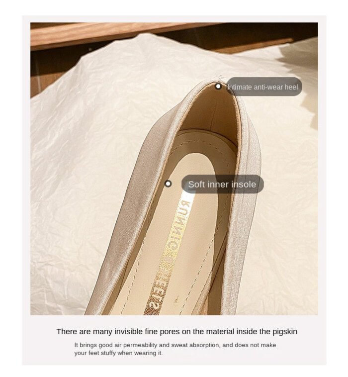 3118-7 Pointed High Heel Shoes Women's Chunky Heel New Wedding Shoes High-Grade - Image 7