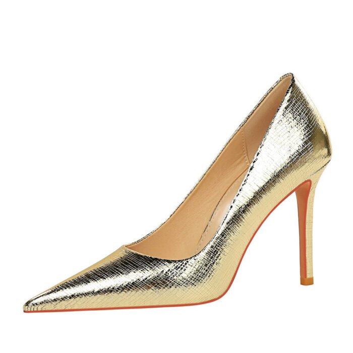 Bigtree Shoes 3391-7 European and American Style Retro Banquet High Heels Stiletto Low-Cut Pointed Metal Super High Heel Shoes Women's Shoes - Image 5